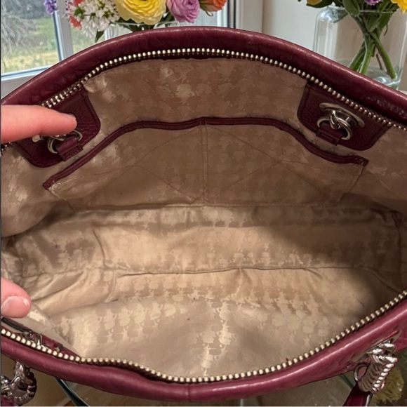 Karl Lagerfeld Burgundy Embossed Shoulder Bag with Chain and leather strap - Picture 7 of 7